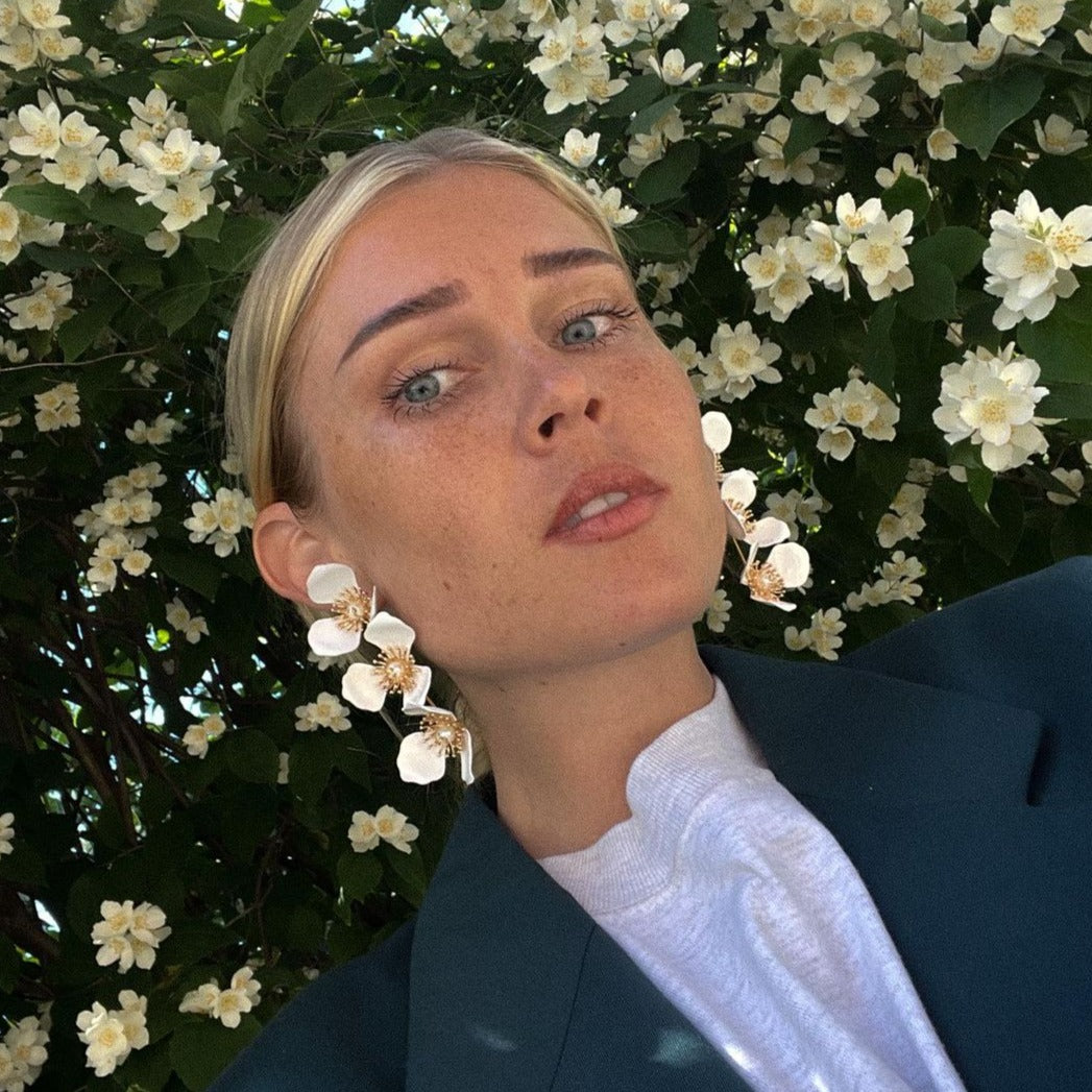Triple flower drop earrings