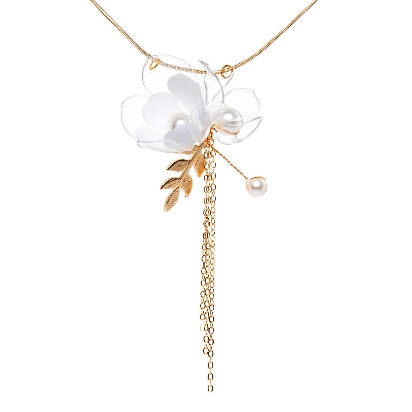 Jasmine Triple-Flower Drop Necklace Jewelry Upcycle with Jing