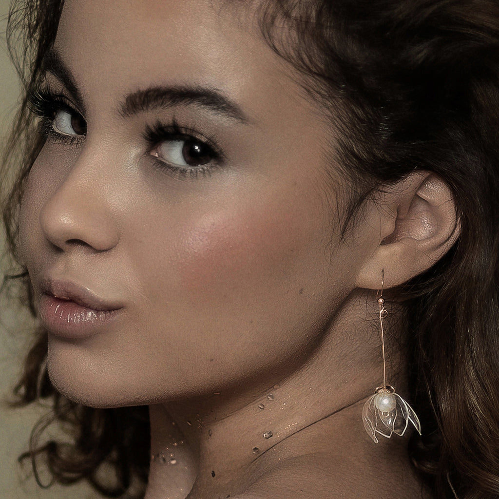 Upcycled Clear Lily Drop Earrings Jewelry Upcycle with Jing