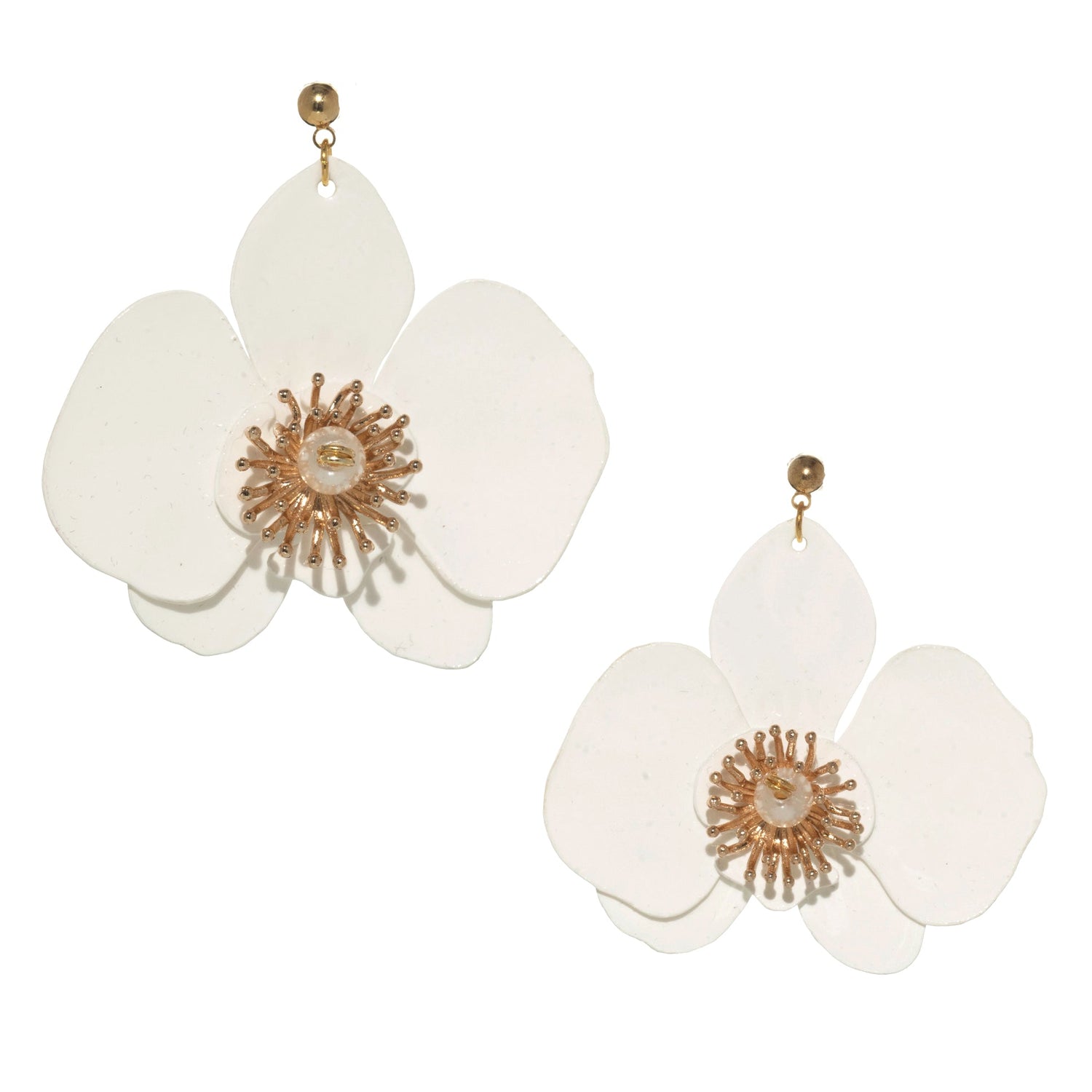 white butterfly orchid stud earrings