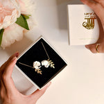 White Flower Adjustable Earrings Earrings Upcycle with Jing Golden Metal Parts