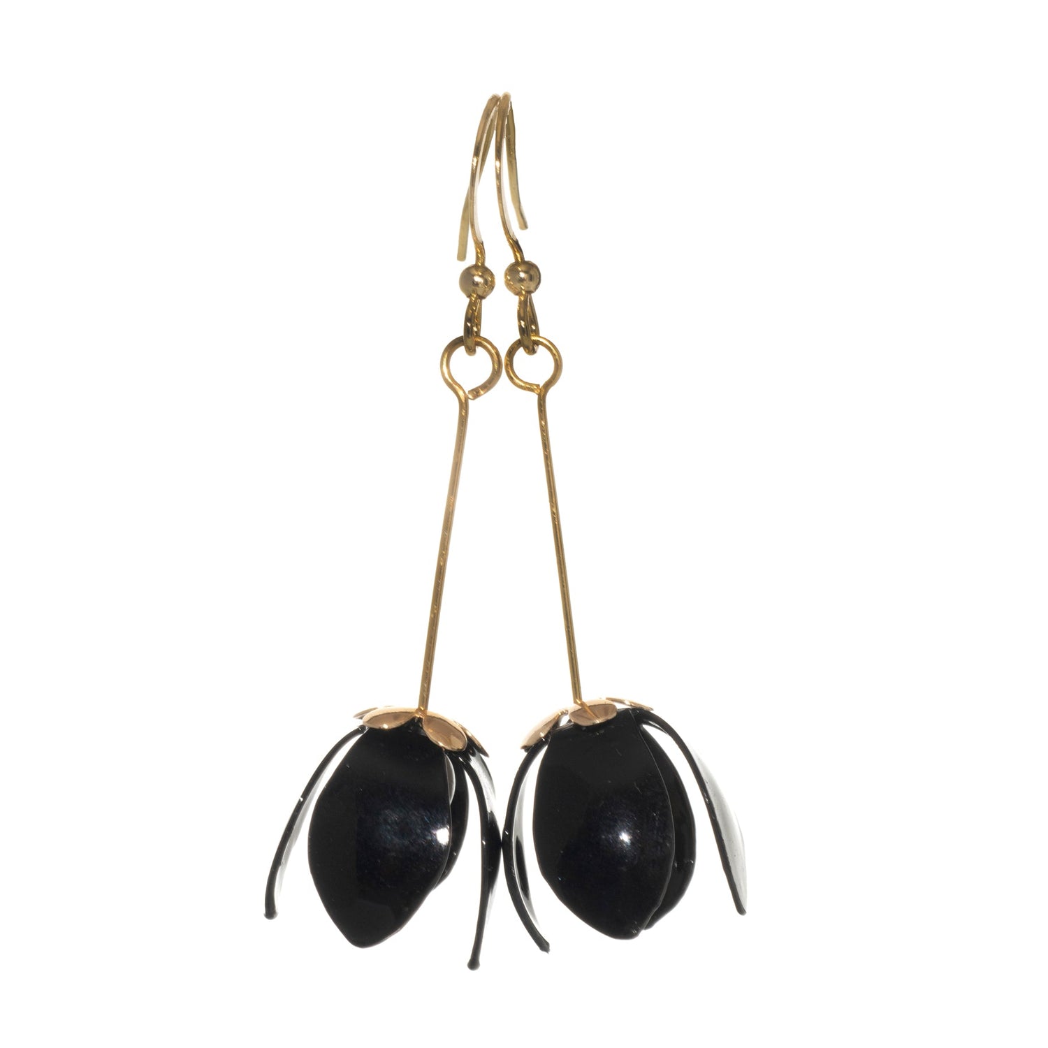 Small Lily Drop Earrings - Black