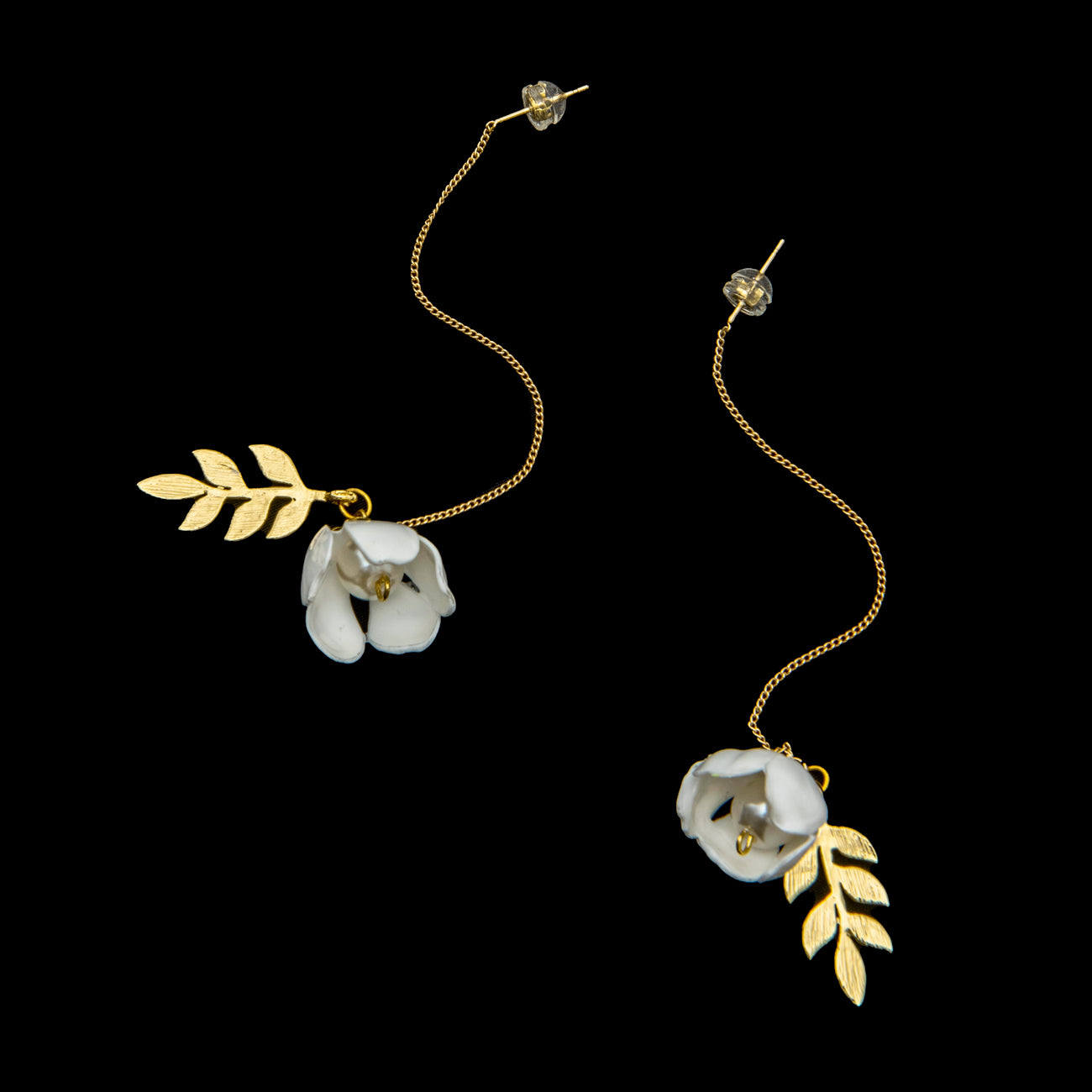 White Flower Adjustable Earrings Earrings Upcycle with Jing