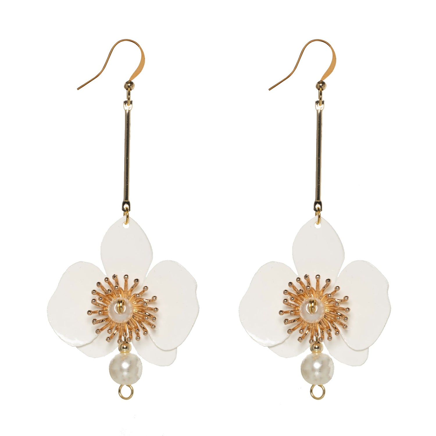 Butterfly Orchid Pearl Earrings - White