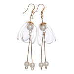Clear lily double drop earrings recycled jewelry