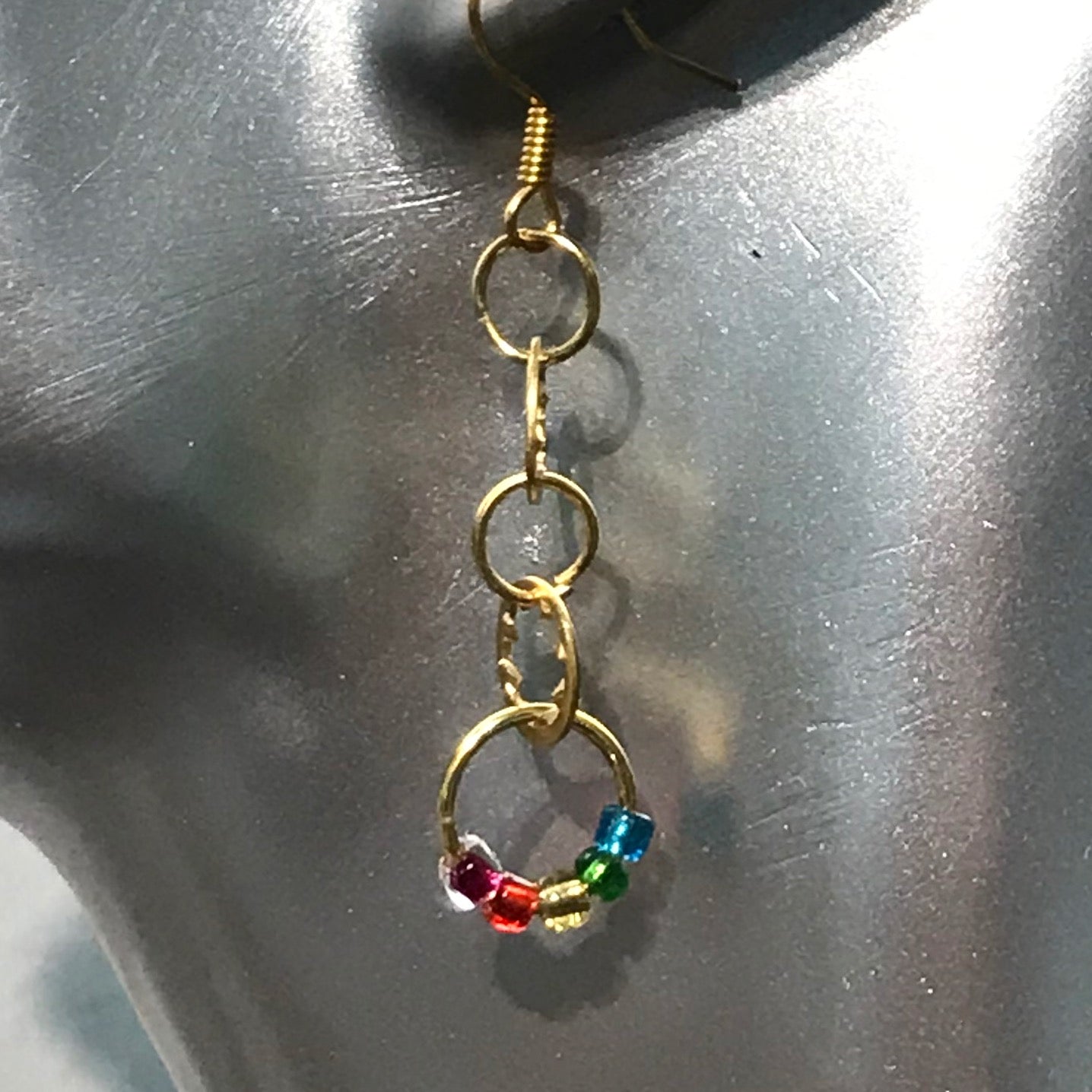 upcycled rainbow pride earrings