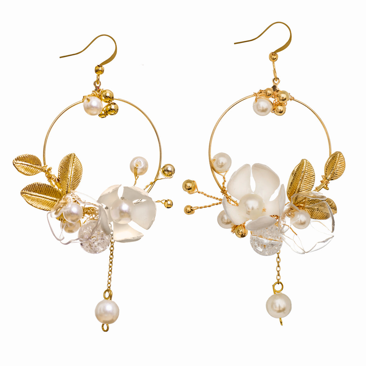 Art Nouveau Earrings - White