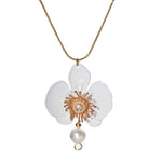 Butterfly Orchid Pearl Necklace - White
