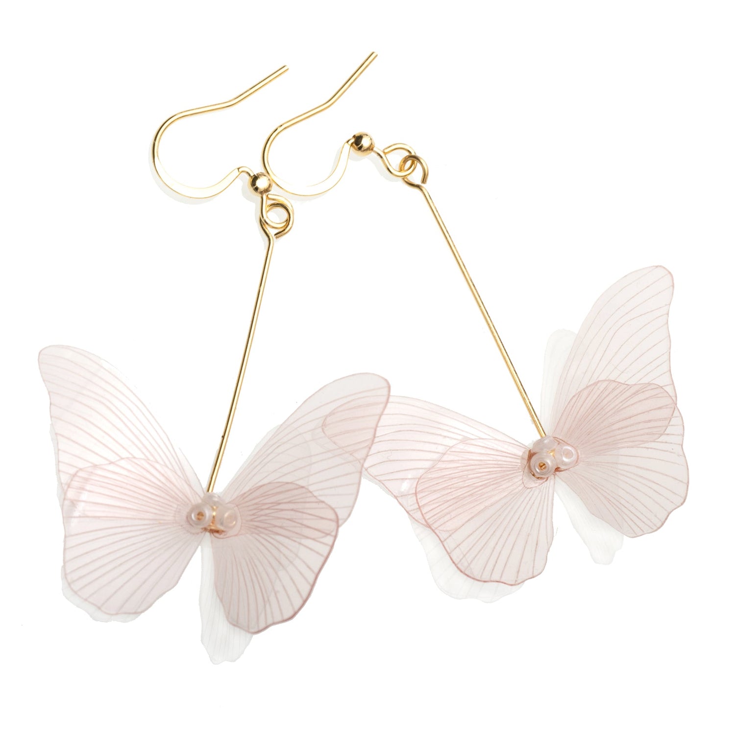Butterfly drop earrings clear pink