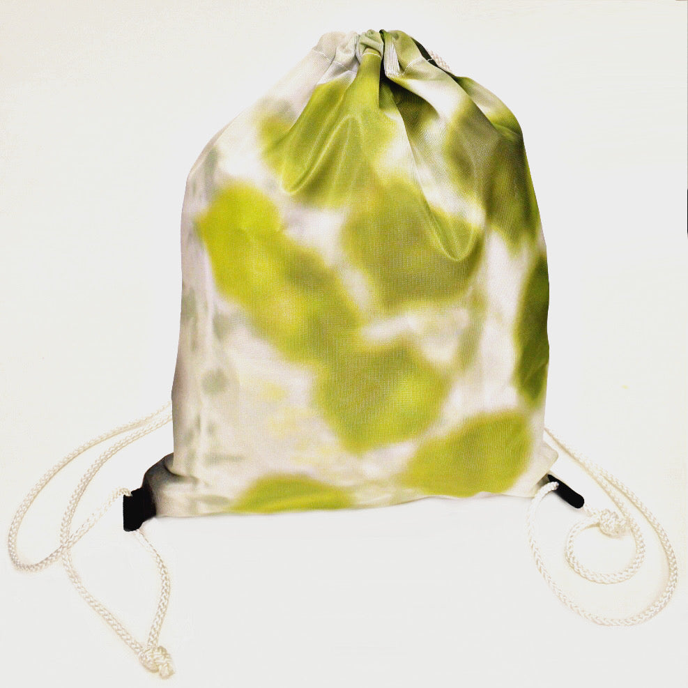 Upcycled Sustainable Drawstring Bag Green white EDEL City