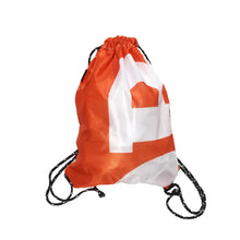 Load image into Gallery viewer, Upcycled Sustainable Drawstring Bag Orange Edel City 
