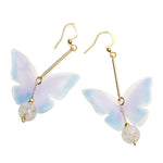 Butterfly Crystal Drop Earrings- Purple