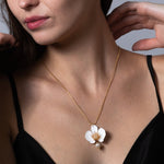 White Butterfly Orchid Pearl Necklace
